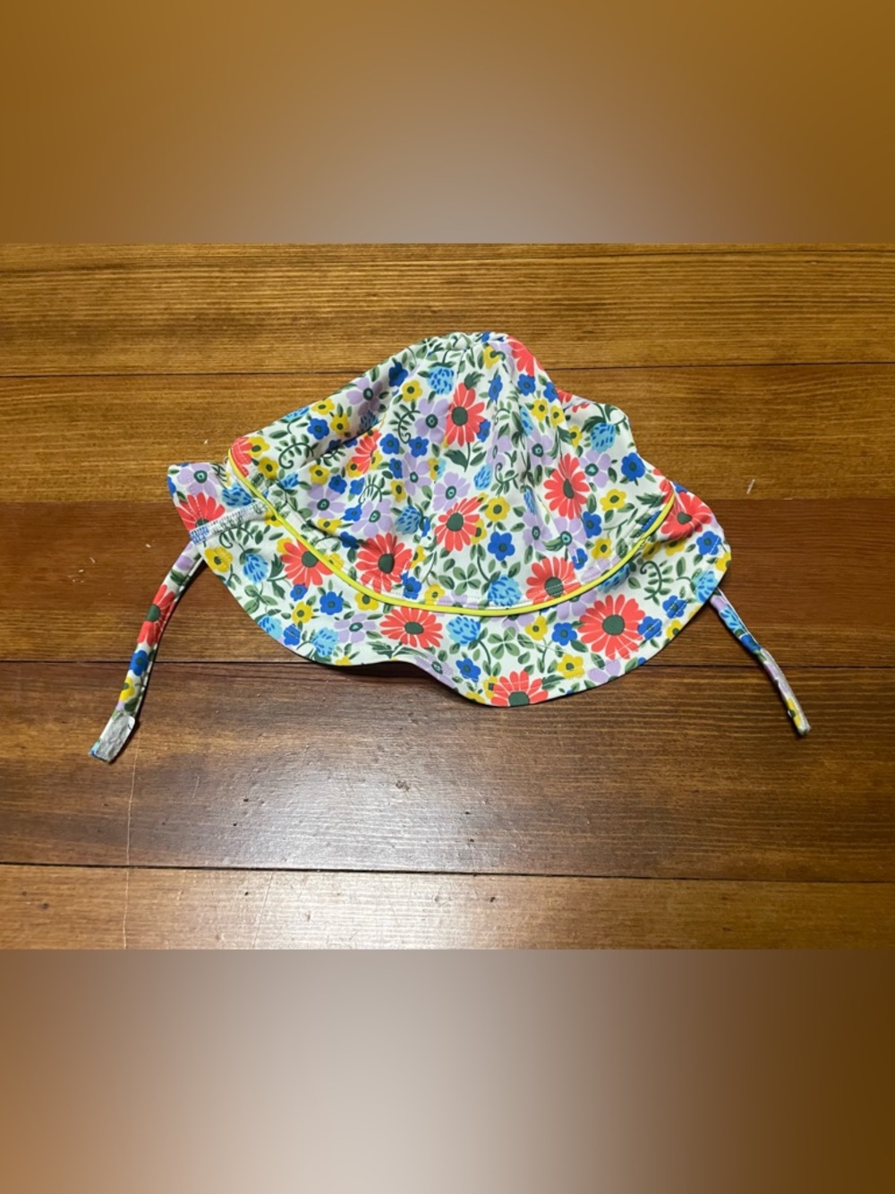 Baby Boden Floral Long-Sleeve Rashguard Swimsuit & Hat Size 12-18 Months - Picture 10 of 12